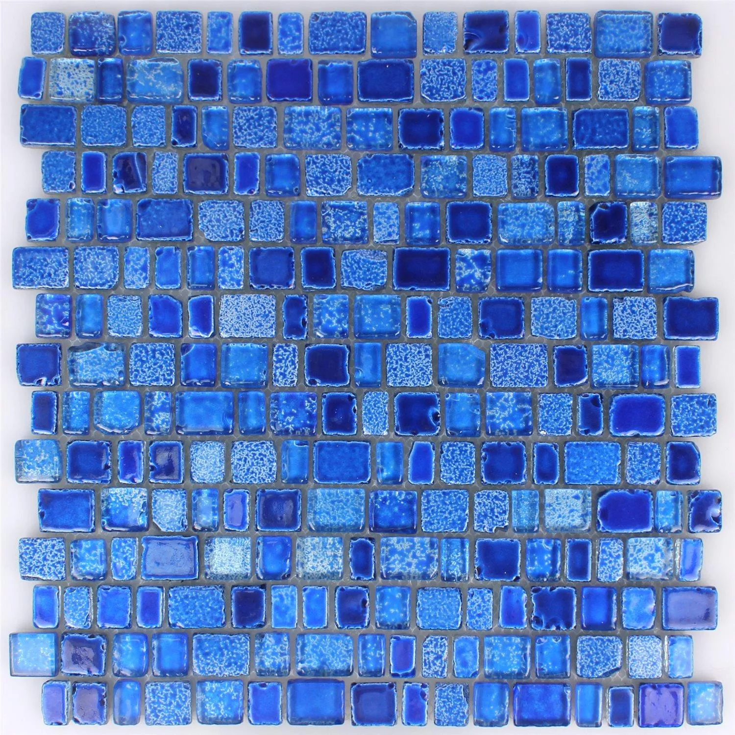 Muestra Azulejos De Mosaico Cristal Roxy Azul
