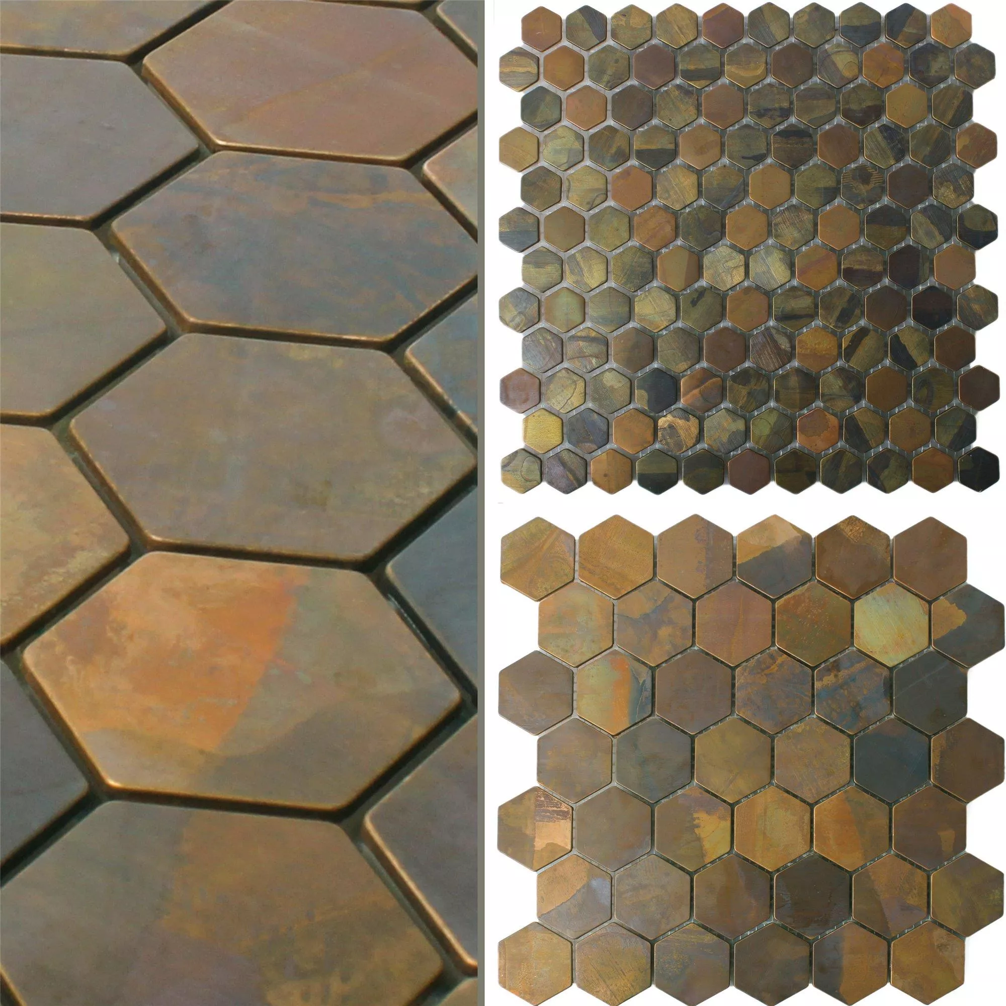 Azulejos De Mosaico Cobre Merkur Hexagonales Marrón