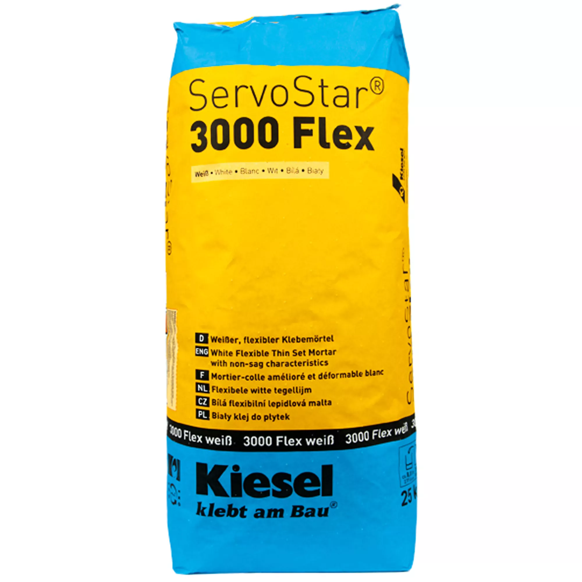 Adhesivo Para Baldosas Kiesel Servostar 3000 - Mortero Adhesivo Flexible Blanco - Mosaico Vítreo (25
