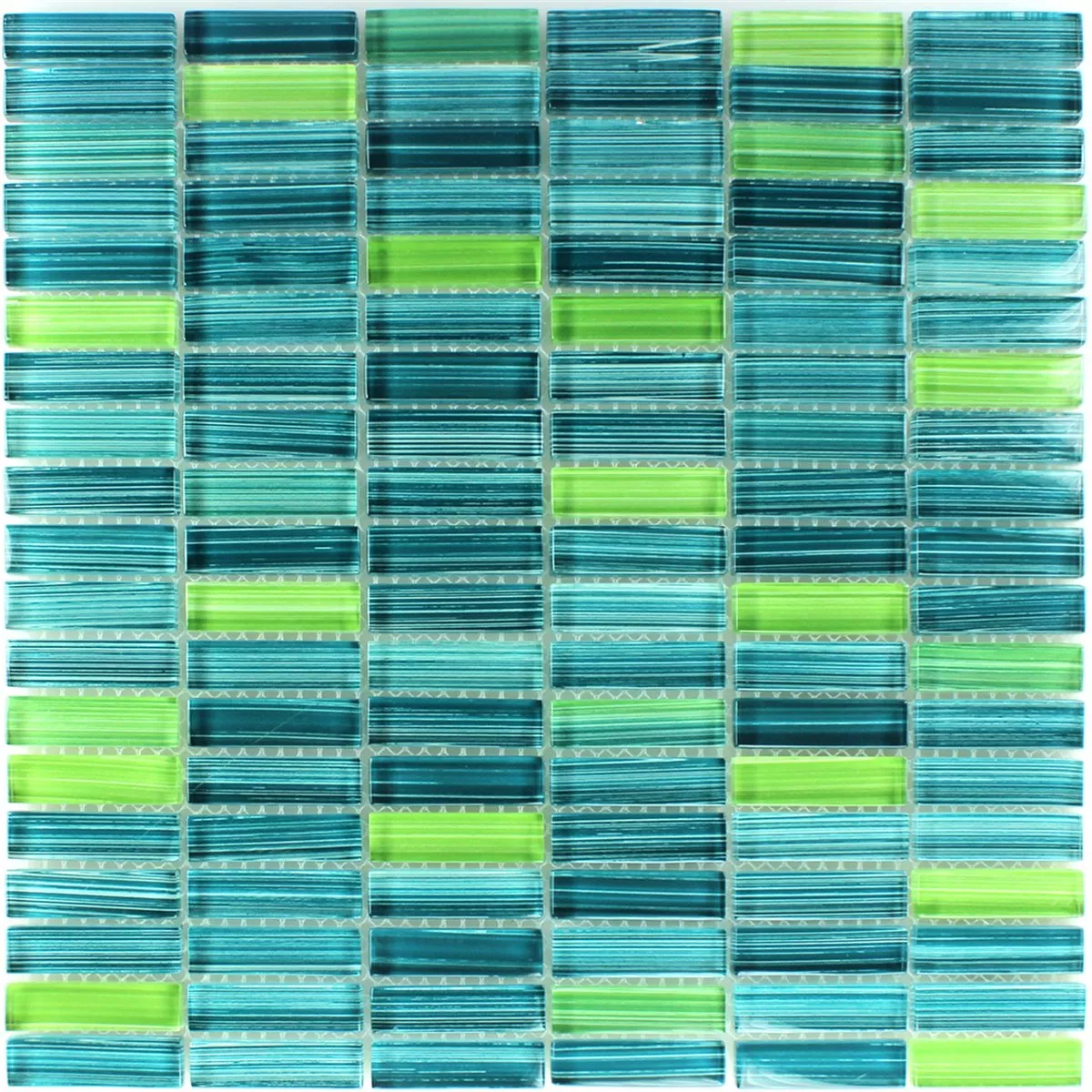 Azulejos De Mosaico Cristal Verde Mezcla Rayado
