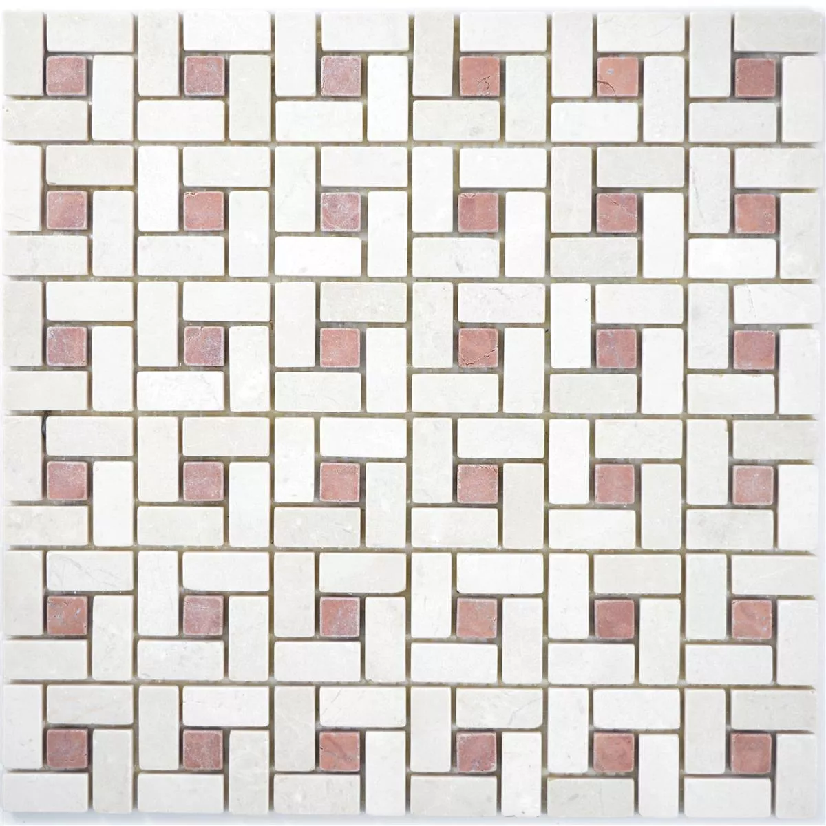 Muestra Piedra Natural Mármol Azulejos De Mosaico Robin Beige Rosso