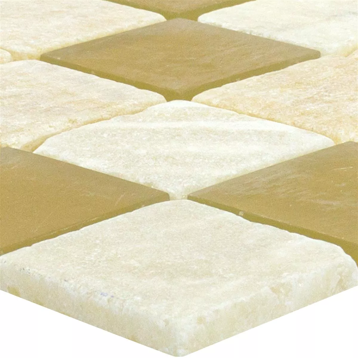 Vidrio Piedra Natural Mosaico Azulejos Aurelius Marrón Beige Mix