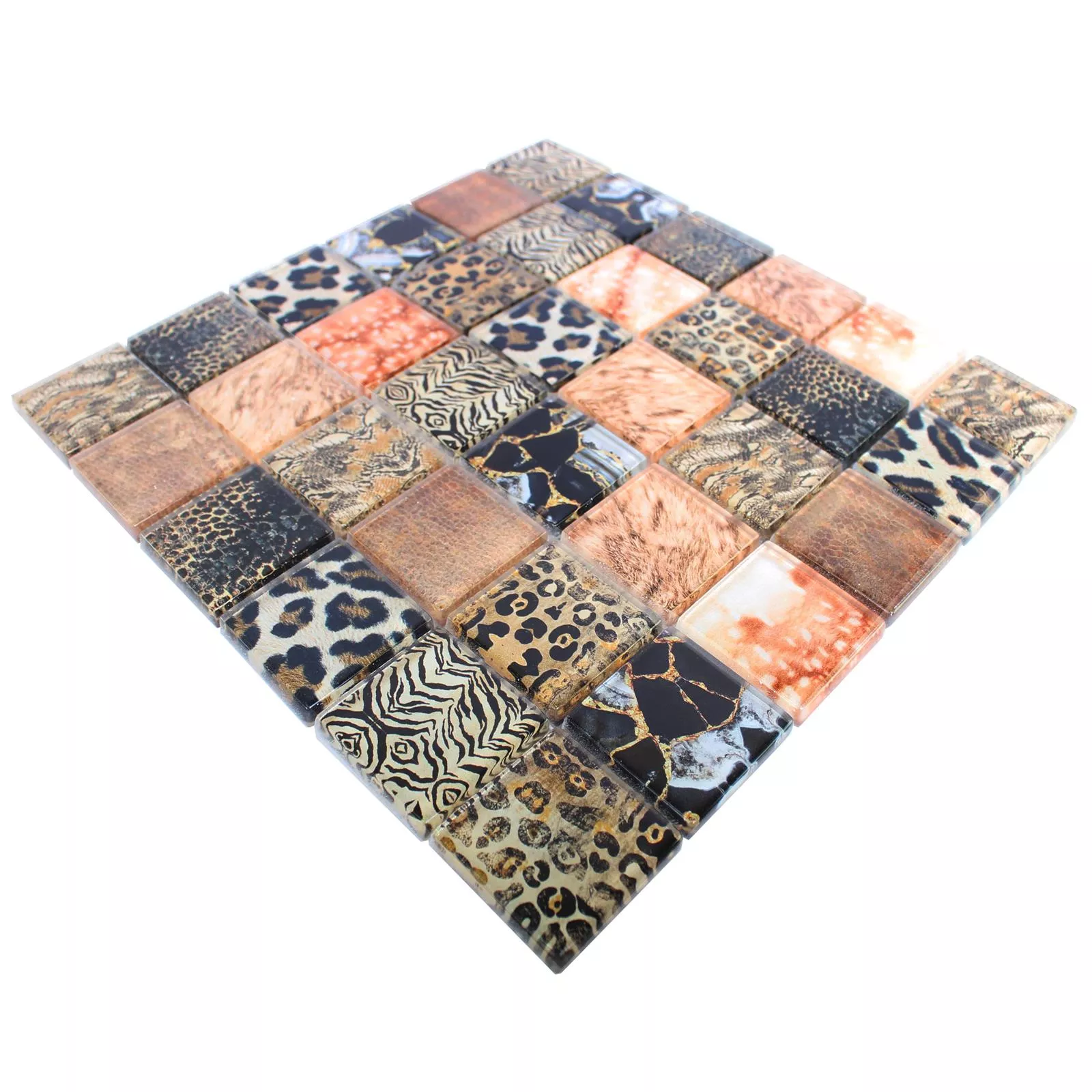 Muestra Mosaico de Cristal Azulejos Safari Negro Beige