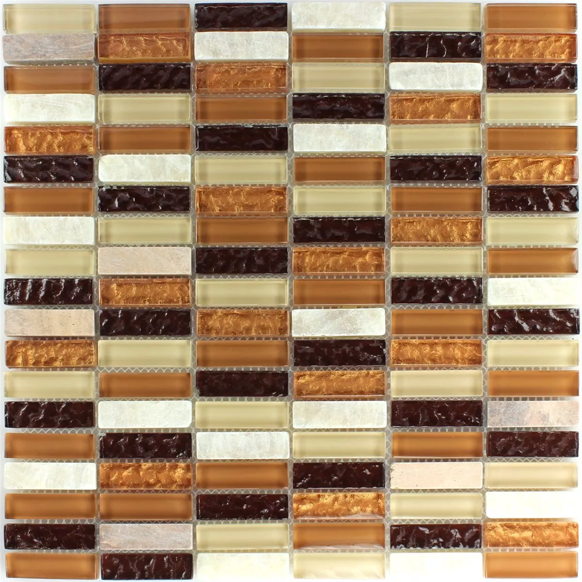 Azulejos De Mosaico Onyx Cristal Palillos Marrón Beige