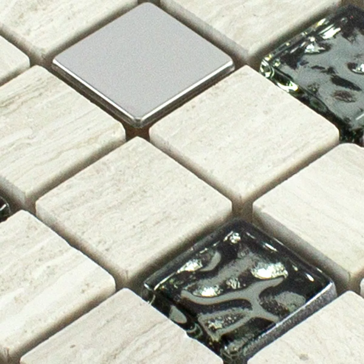 Muestra Cristal Piedra Natural Metal Azulejos De Mosaico Fulda Gris Plateado