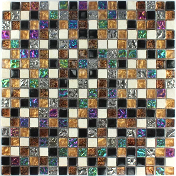 Muestra Azulejos De Mosaico Cristal Piedra Natural Festus Colorido Mezcla