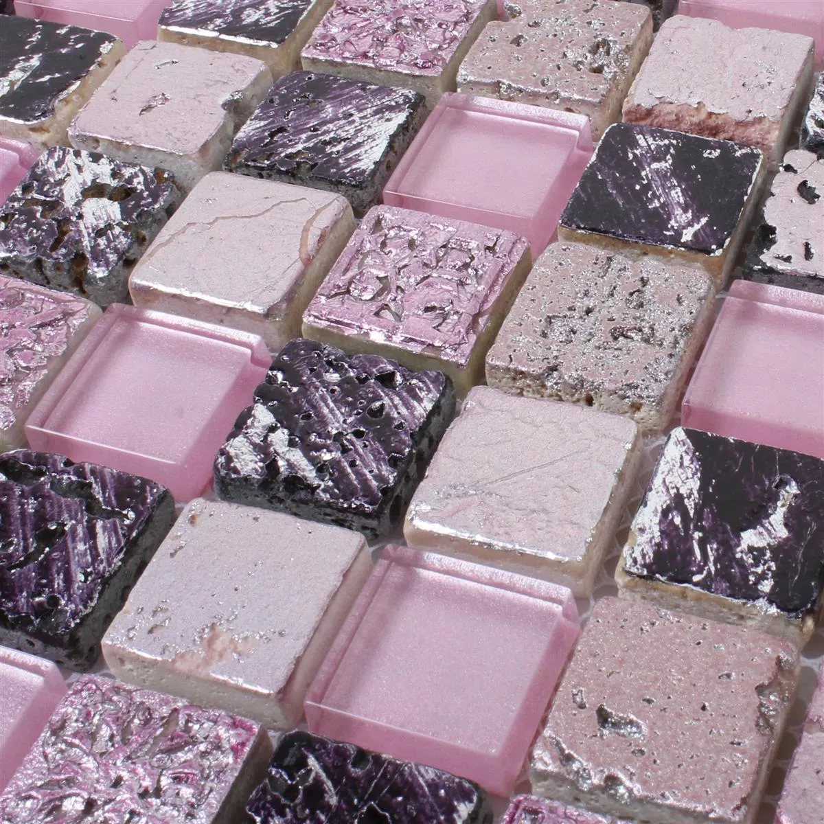 Azulejos De Mosaico Cristal Resina Piedra Natural Pink Mezcla