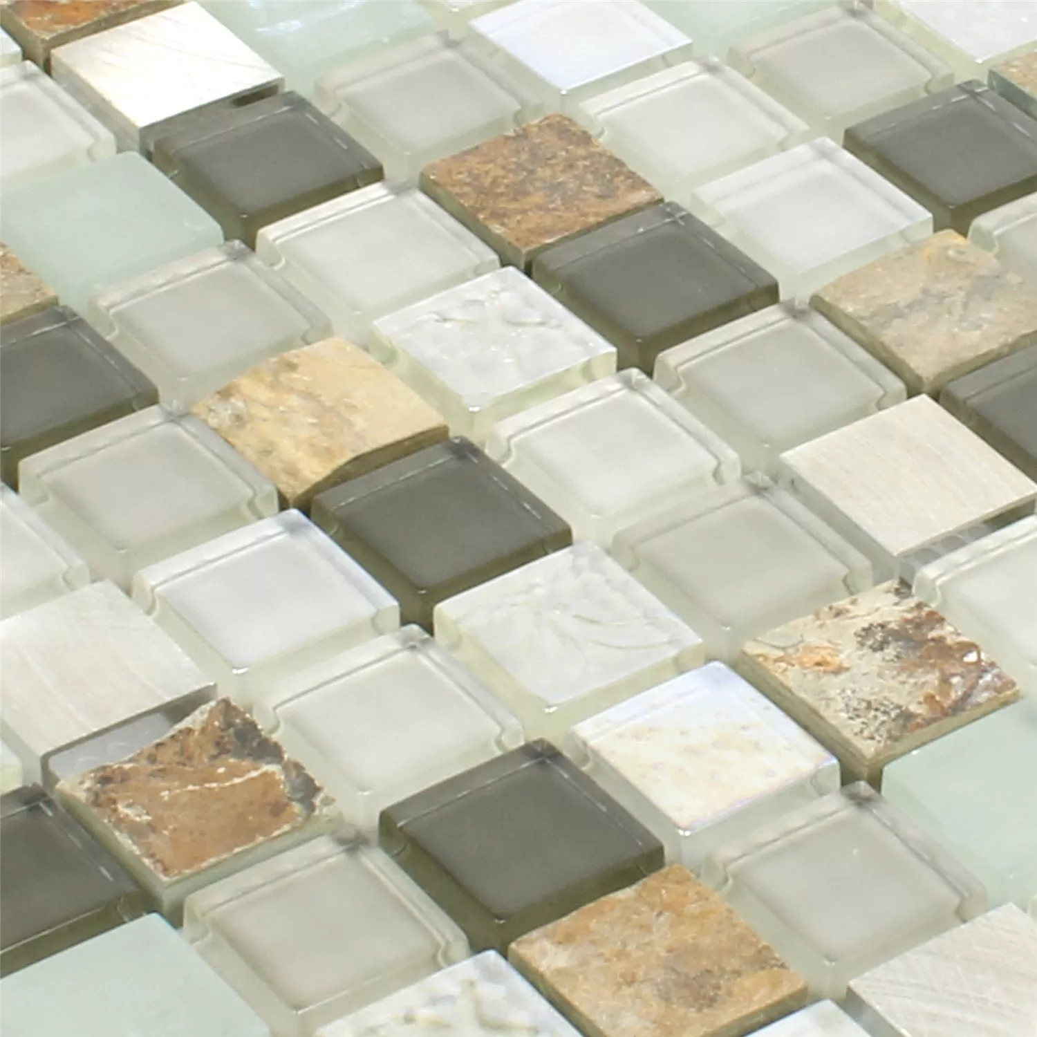 Azulejos De Mosaico Piedra Natural Cristal Metal Mezcla Lockhart