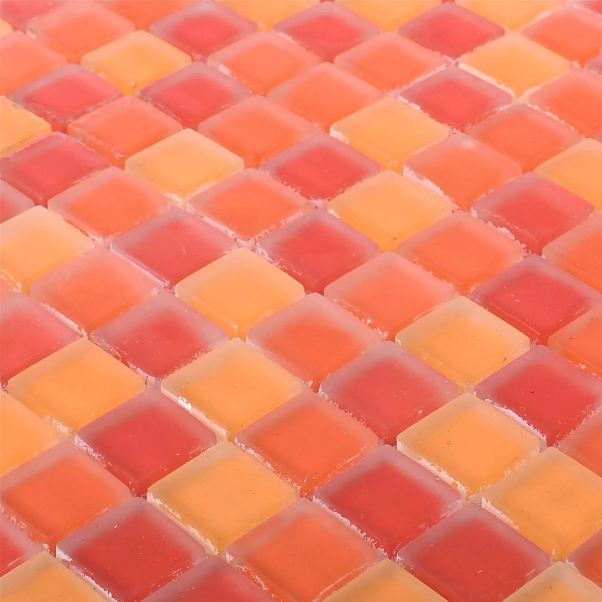 Muestra Mosaico De Cristal Azulejos Blossom Rojo Naranja Mezcla Mate