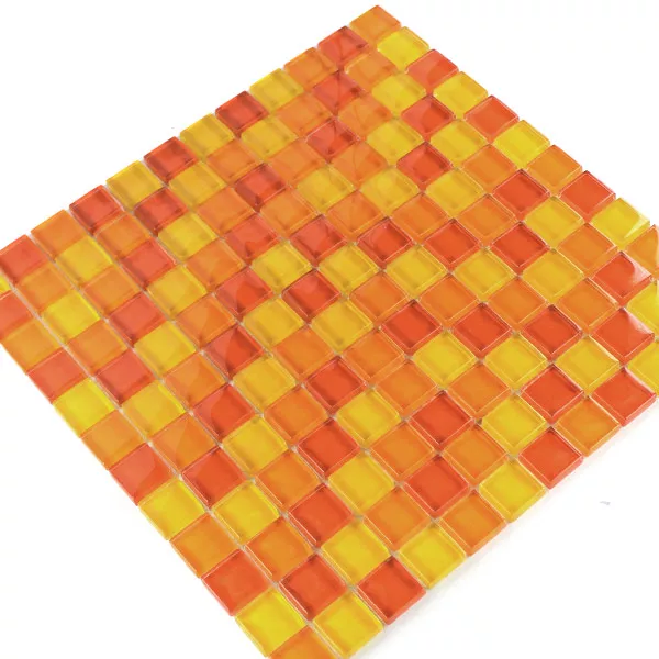 Muestra Mosaico De Cristal Azulejos Amarillo Naranja Rojo 