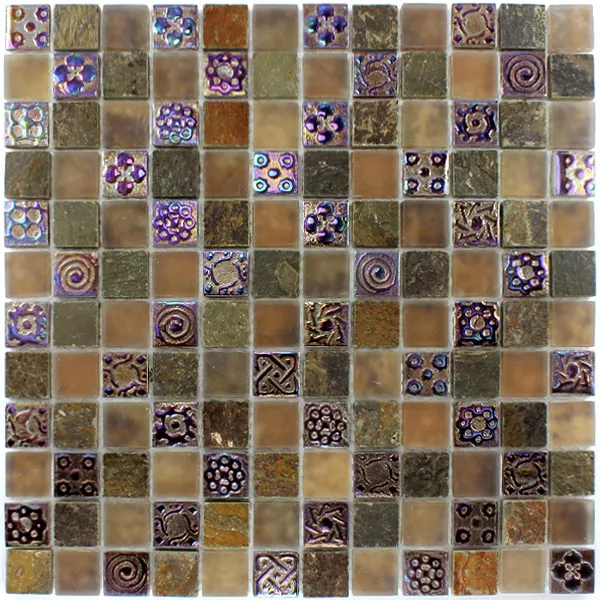 Muestra Azulejos De Mosaico Cristal Piedra Natural Phoenix Marrón