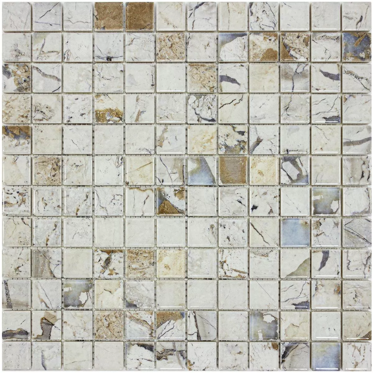 Mosaico Cerámico Azulejos Elysium Aspecto De Mármol Beige 23