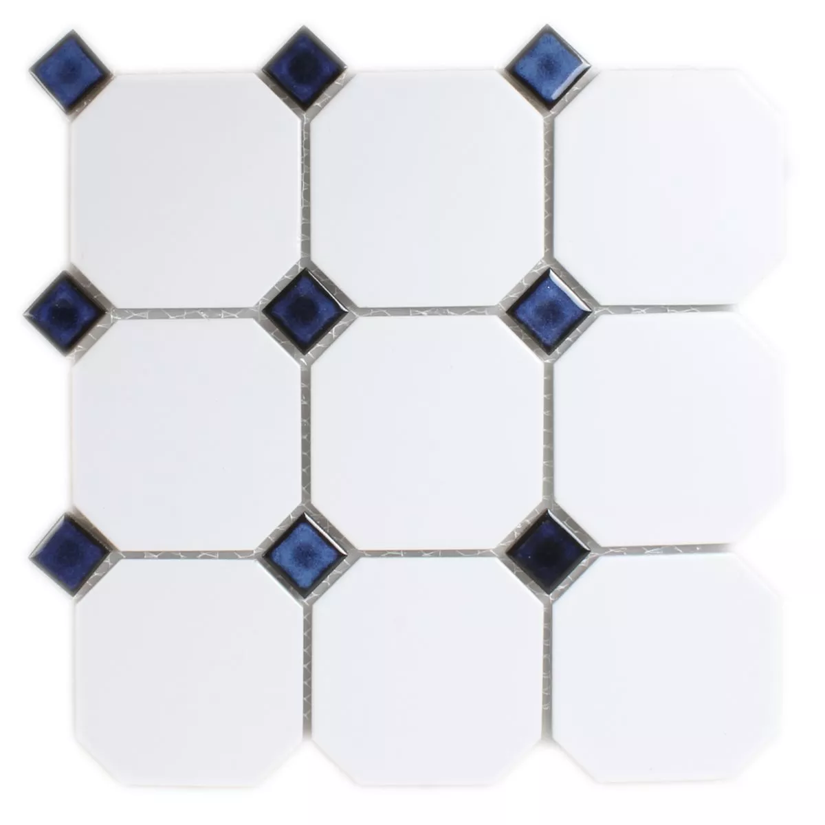 Azulejos De Mosaico Cerámica Octagon Blanco Azul Mezcla