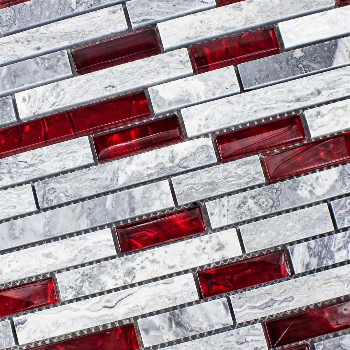Muestra Vidrio Piedra Natural Mosaico Azulejos Sinop Gris Rojo Brick