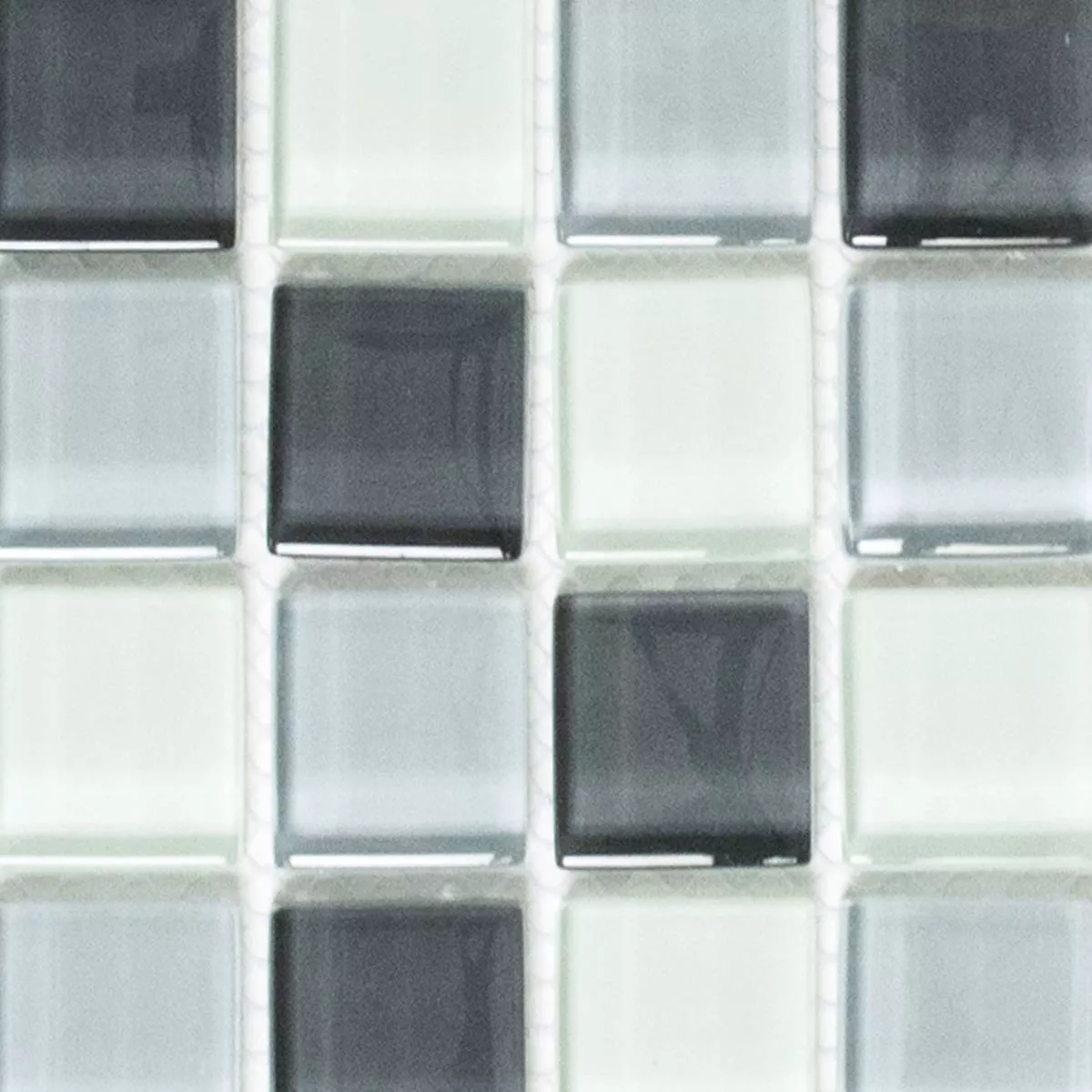 Muestra Mosaico De Cristal Azulejos Alpha Gris Blanco Cuadrado 