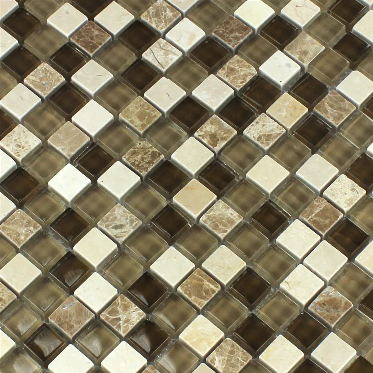 Azulejos De Mosaico Cristal Mármol Marrón Beige 15x15x8mm