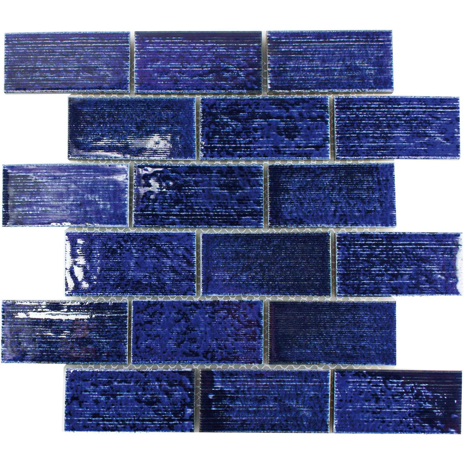 Muestra Cerámica Azulejos De Mosaico Bangor Brillante Azul Rectángulo