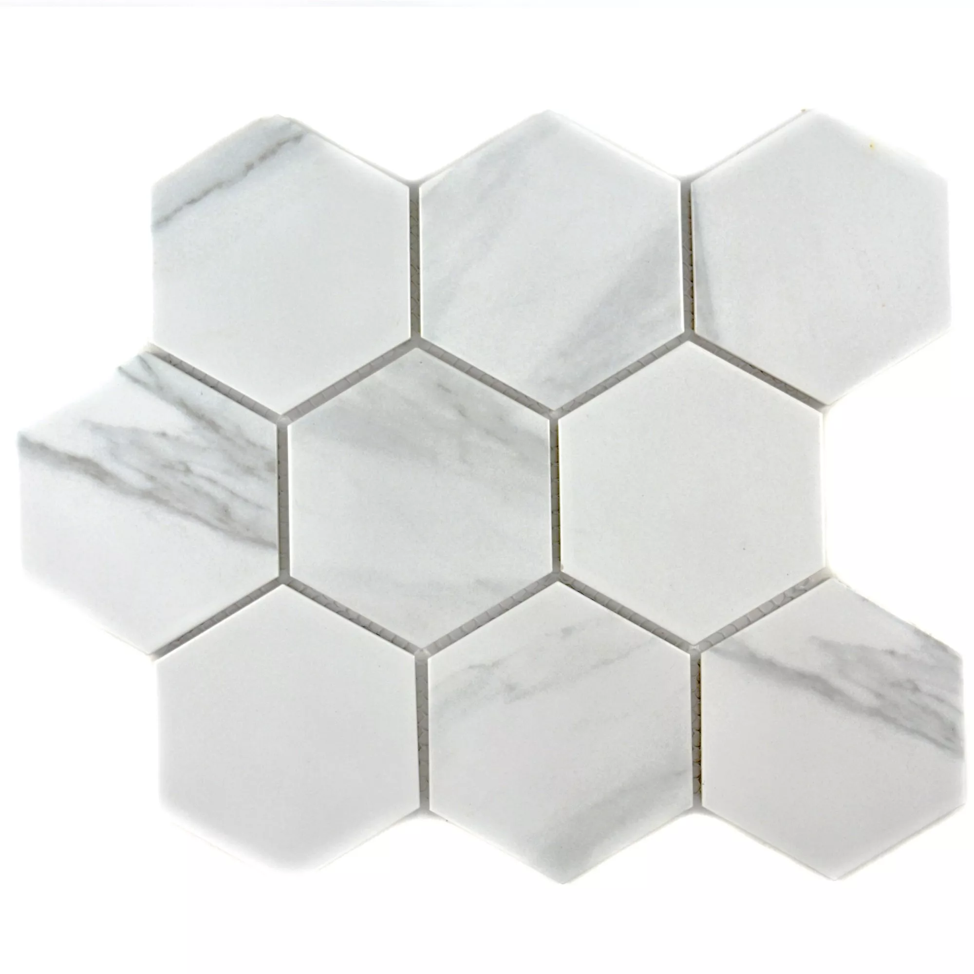 Cerámica Azulejos De Mosaico Zyrus Carrara Hexagonales 95