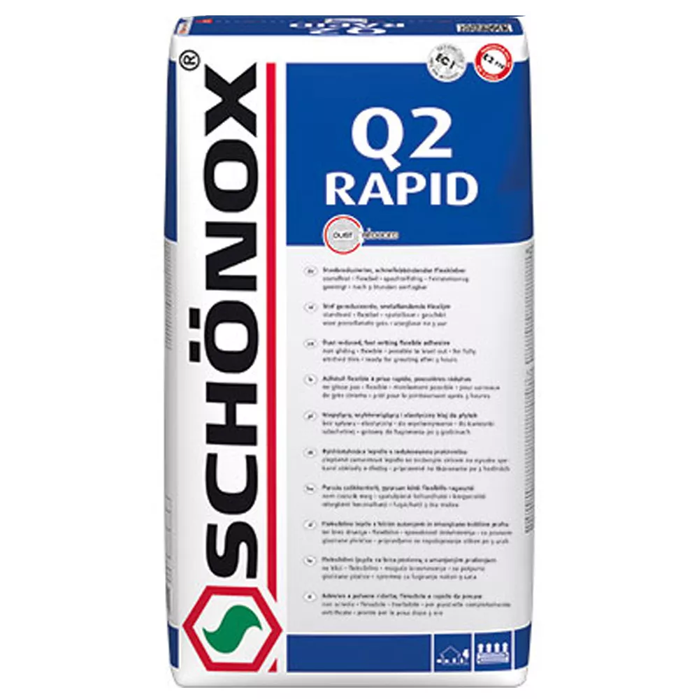 Adhesivo Para Baldosas Schönox Q2 RAPID - Adhesivo Flexible Para Loza Y Gres Fino (25Kg)