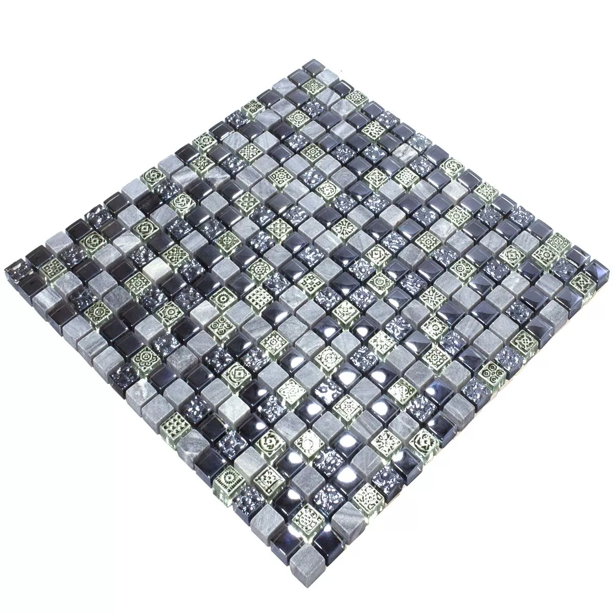 Cristal Mármol Azulejos De Mosaico Champion Negro Gris Mix