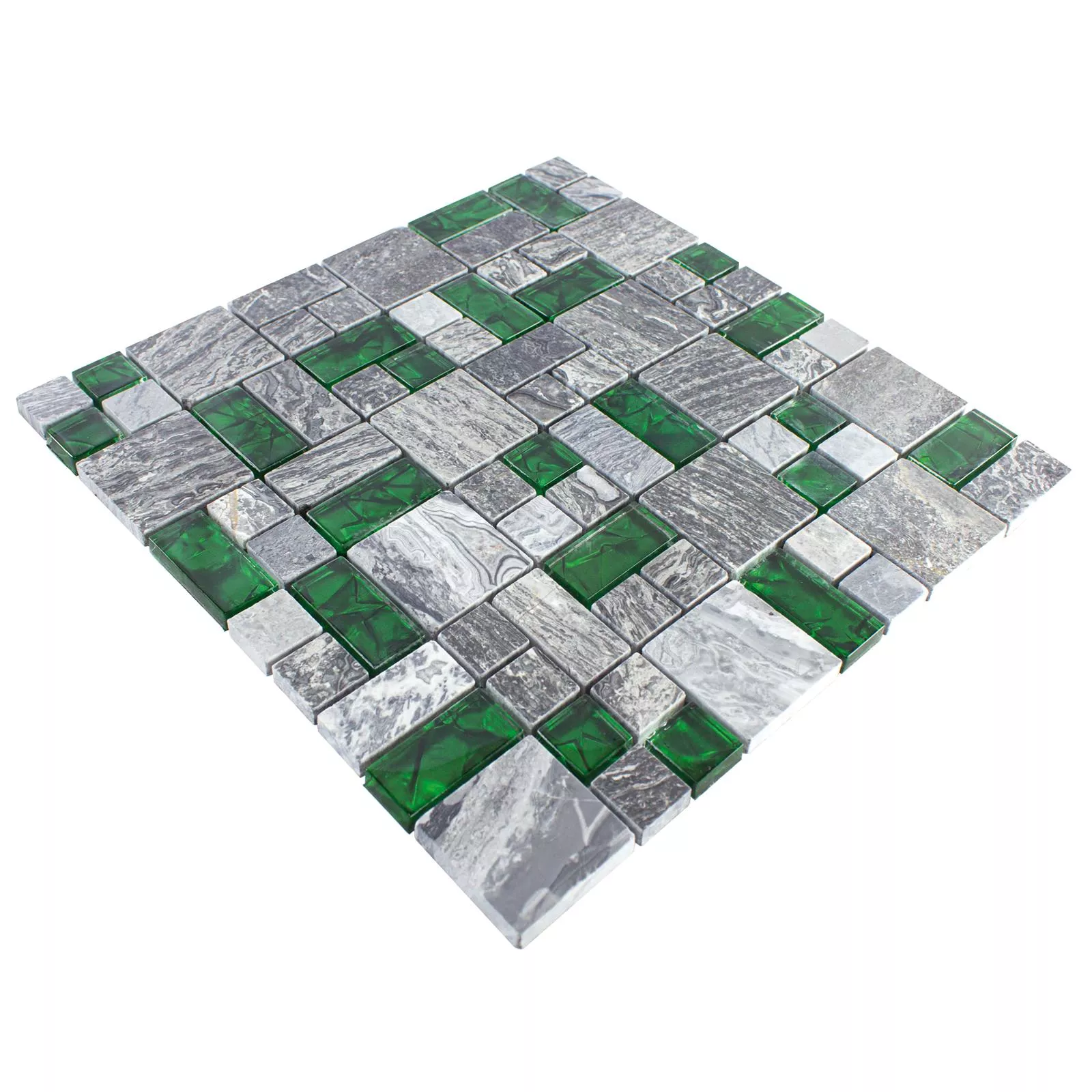 Mosaico de Cristal Azulejos De Piedra Natural Manavgat Gris Verde 2 Mix