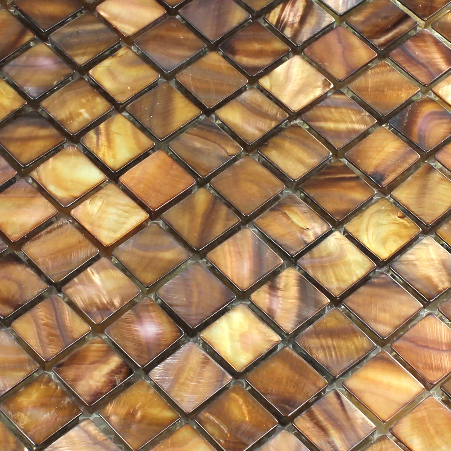 Azulejos De Mosaico Cristal Efecto Nacarado Marrón Oro 23x23x8mm