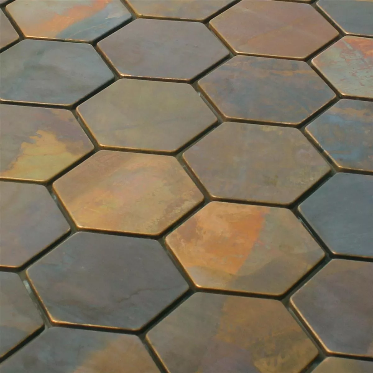 Azulejos De Mosaico Cobre Merkur Hexagonales Marrón 48