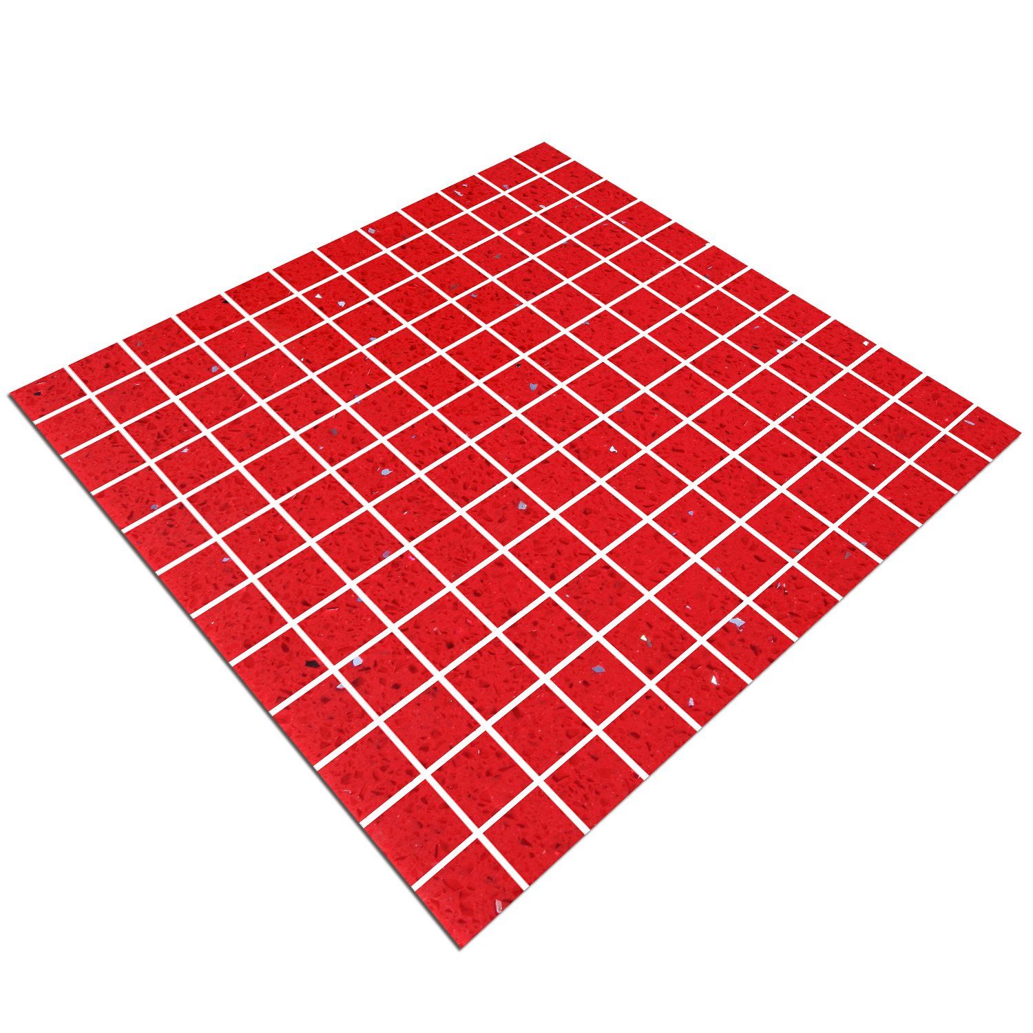 Azulejos De Mosaico Cuarzo Composite Rojo 23