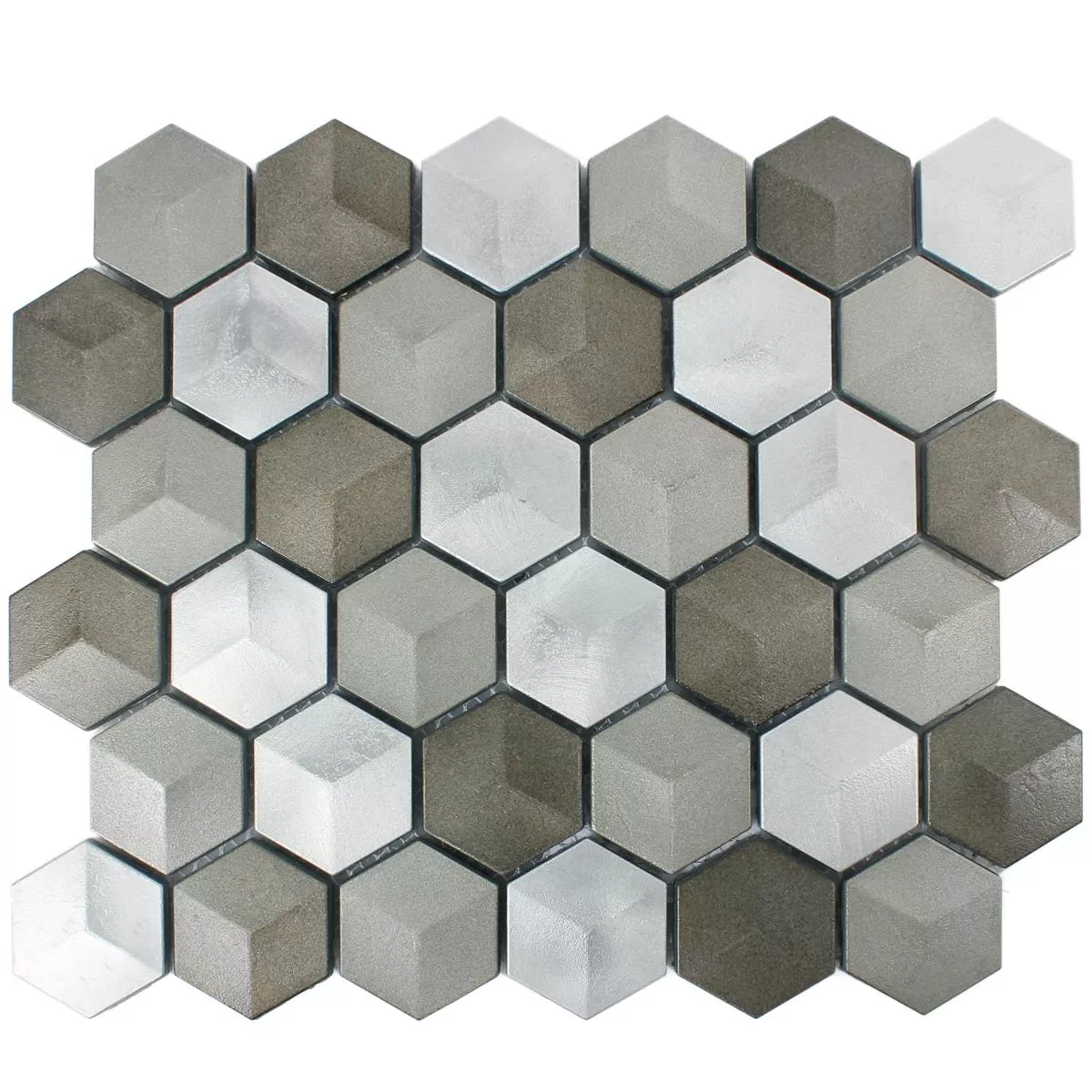 Muestra Azulejos De Mosaico Hexagonales Kandilo Marrón Plateado