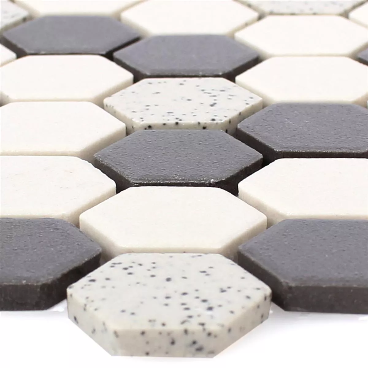 Cerámica Azulejos De Mosaico Monforte Hexagonales Negro Gris