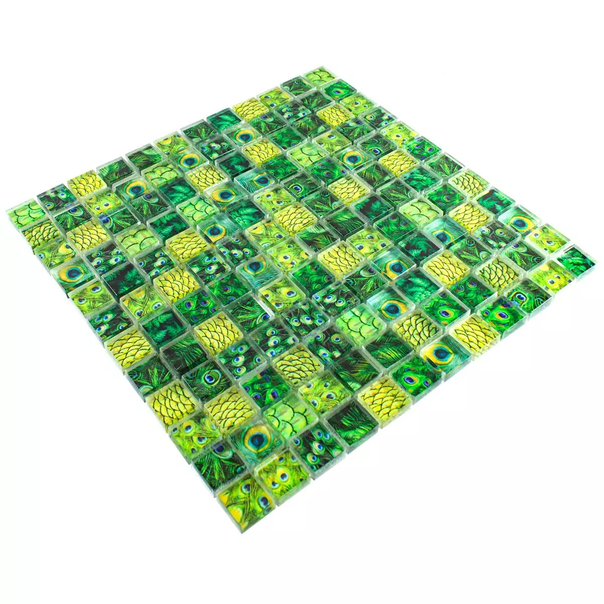 Mosaico de Cristal Azulejos Peafowl Verde 23