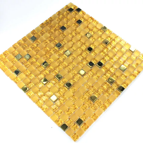 Azulejos De Mosaico Cristal Acero Inoxidable Oro