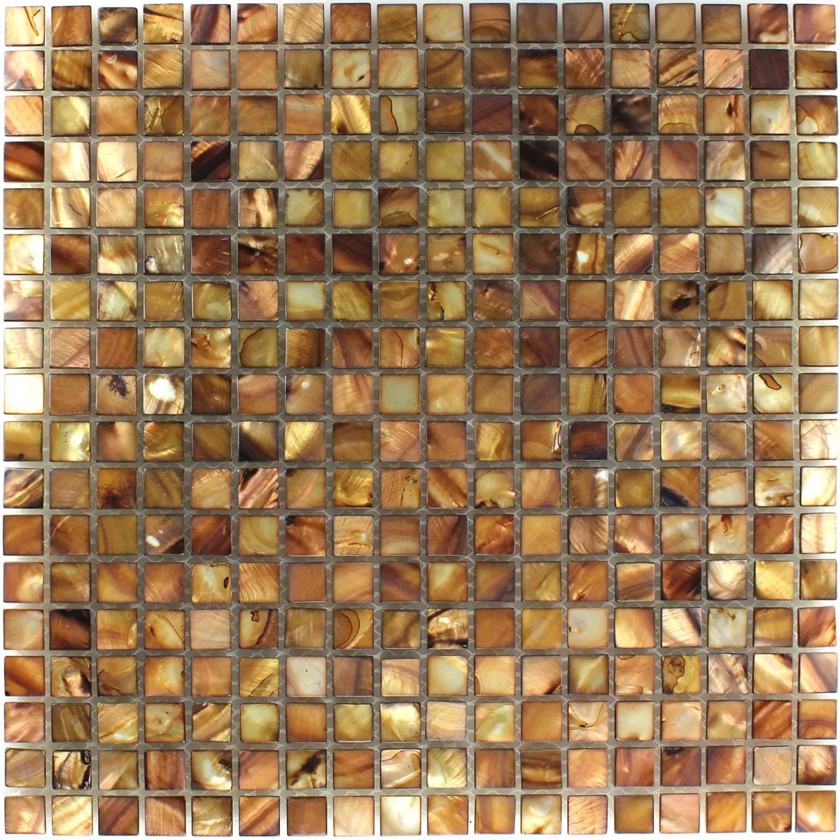 Azulejos De Mosaico Cristal Efecto Nacarado Marrón Oro 15x15x8mm