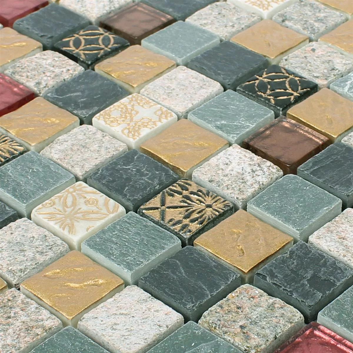 Azulejos De Mosaico Cristal Piedra Natural Mezcla Sulluna Oro Gris