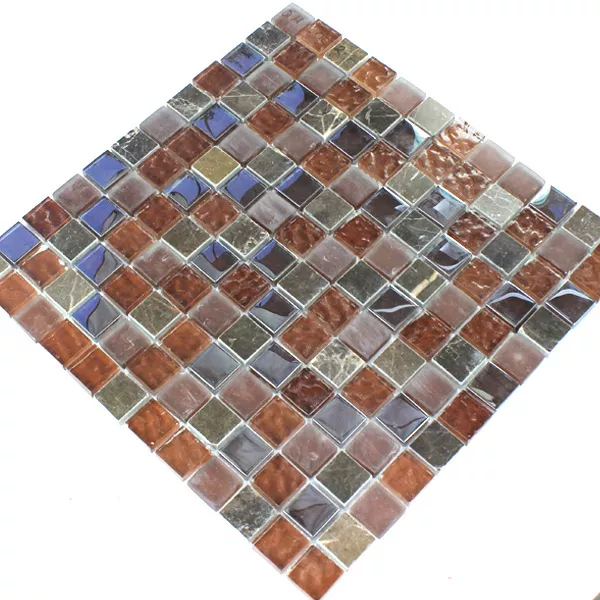 Azulejos De Mosaico Cristal Mármol 23x23x8mm Marrón Mezcla Metal