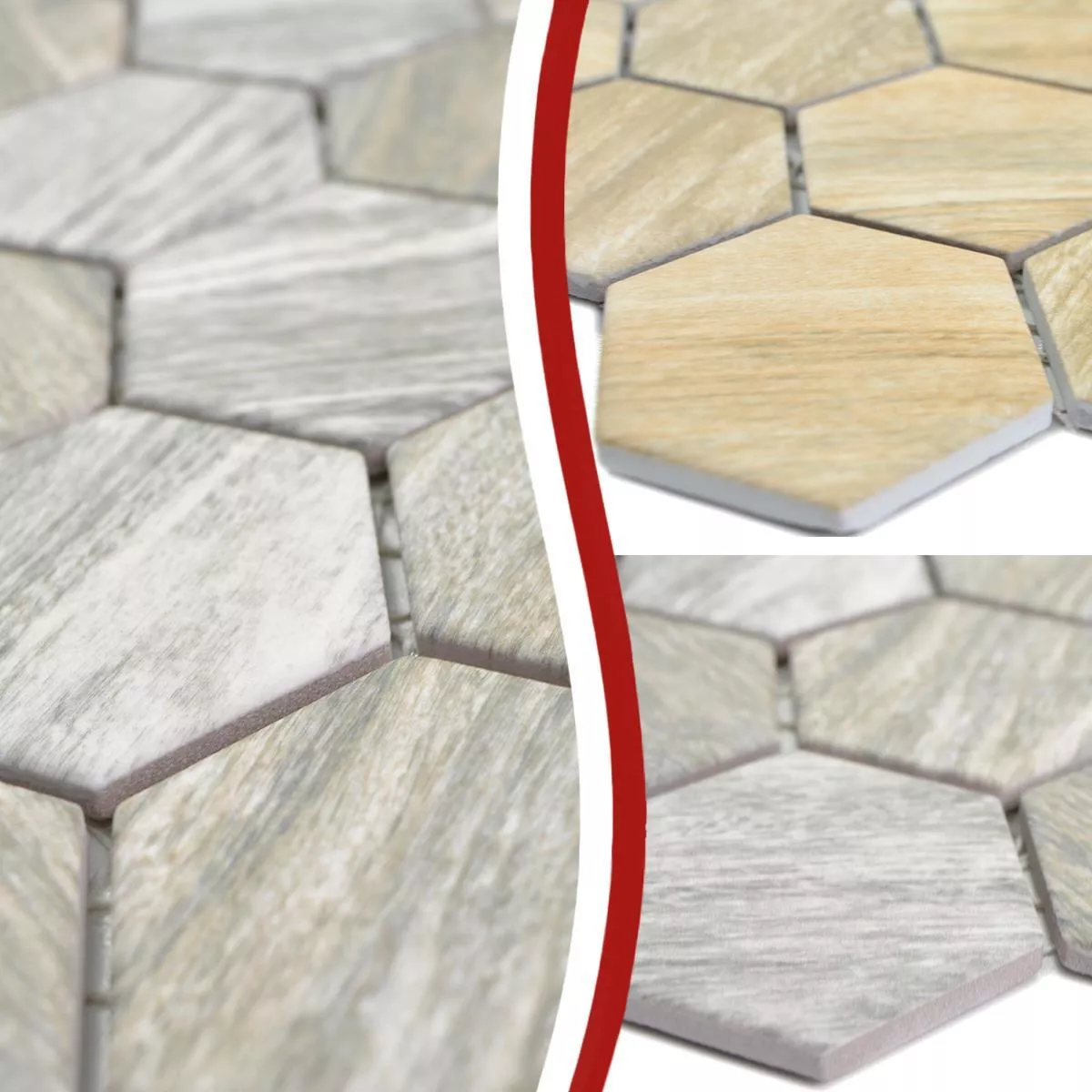 Mosaico Cerámico Azulejos Duponti Hexagonales Aspecto De Madera