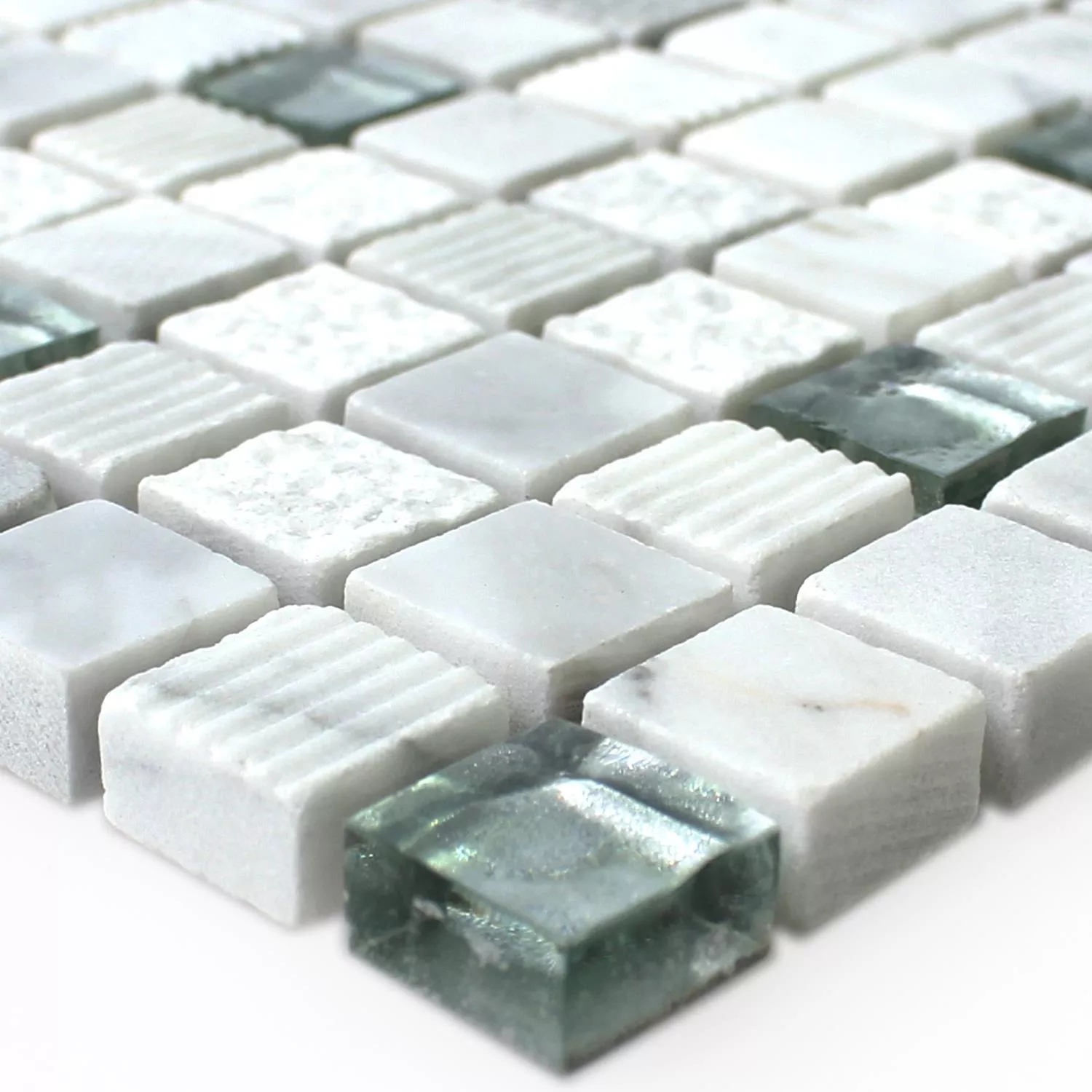 Muestra Azulejos De Mosaico Cristal Piedra Natural Yukon Blanco