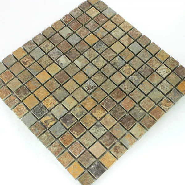 Muestra Azulejos De Mosaico Piedra Natural Cuarcita Multi Colorido Mezcla