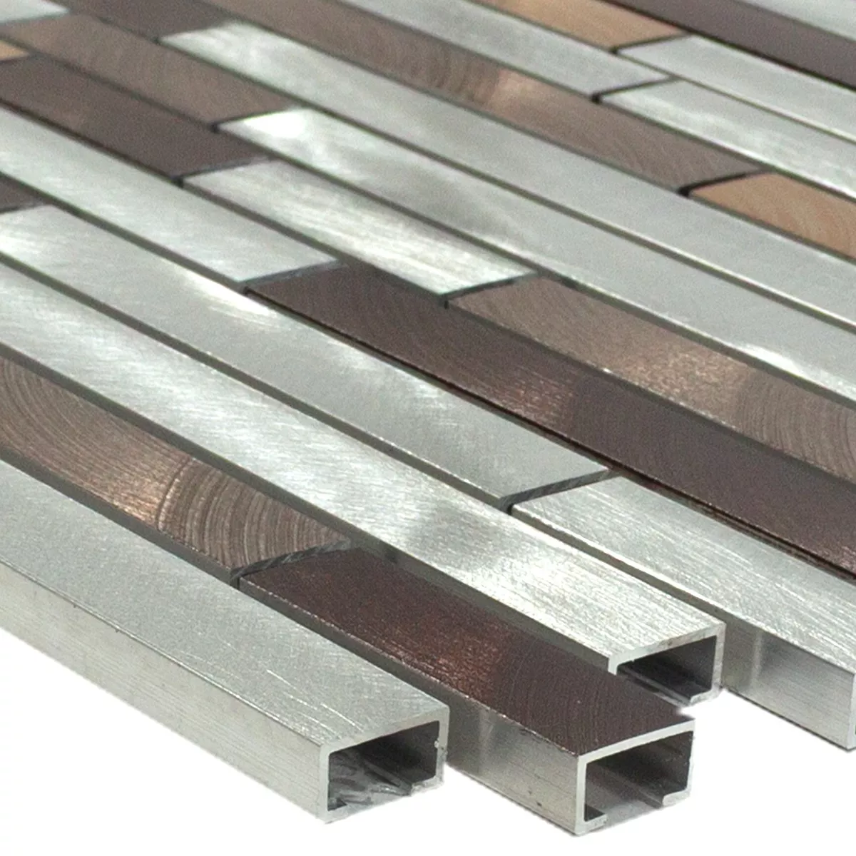 Auminio Metal Azulejos De Mosaico Caramella Marrón Plateado