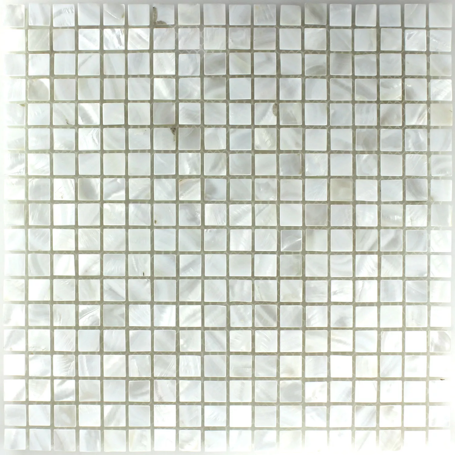 Muestra Azulejos De Mosaico Cristal Efecto Nacarado Marfil Blanco 