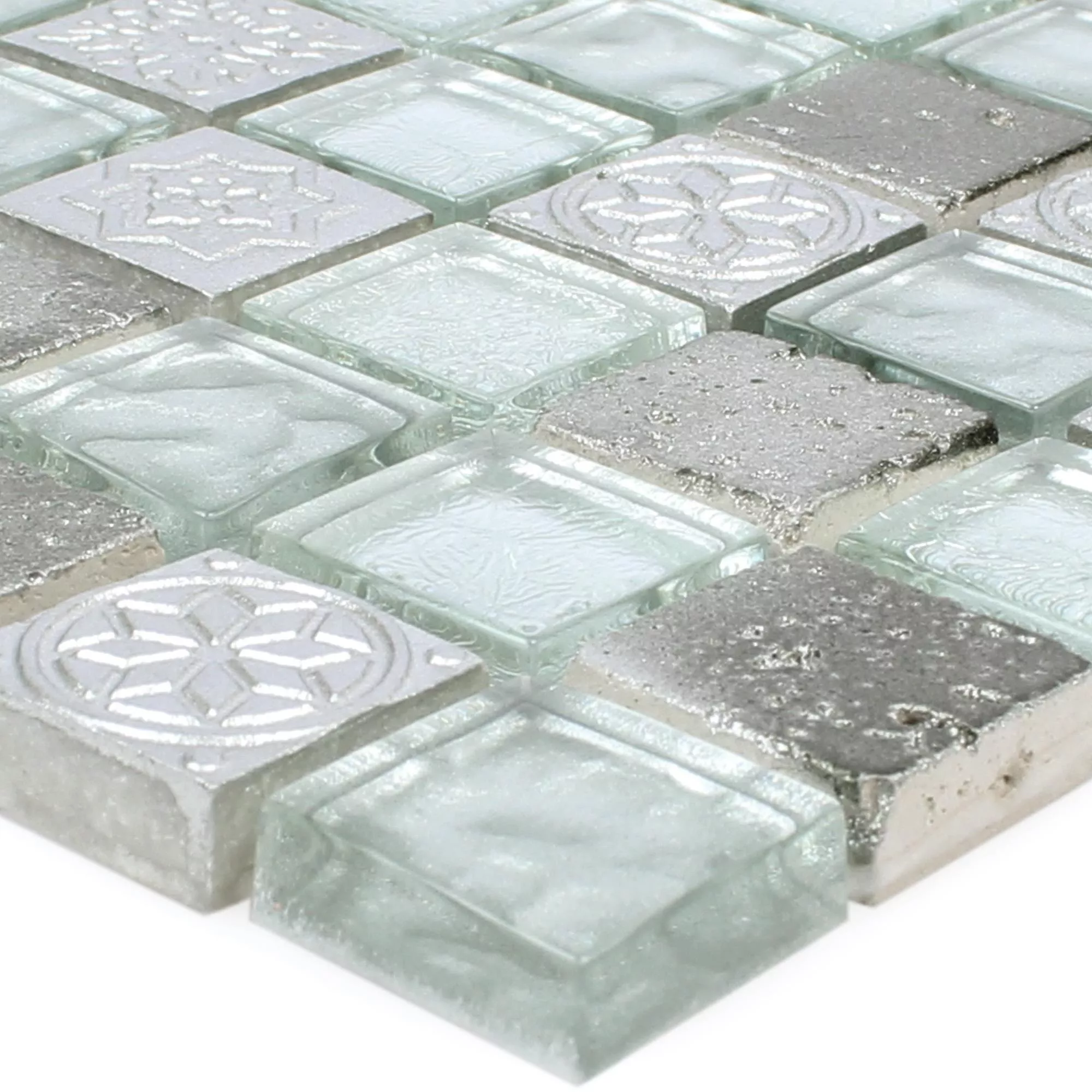 Azulejos De Mosaico Georgia Cristal Piedra Natural Mezcla Plateado