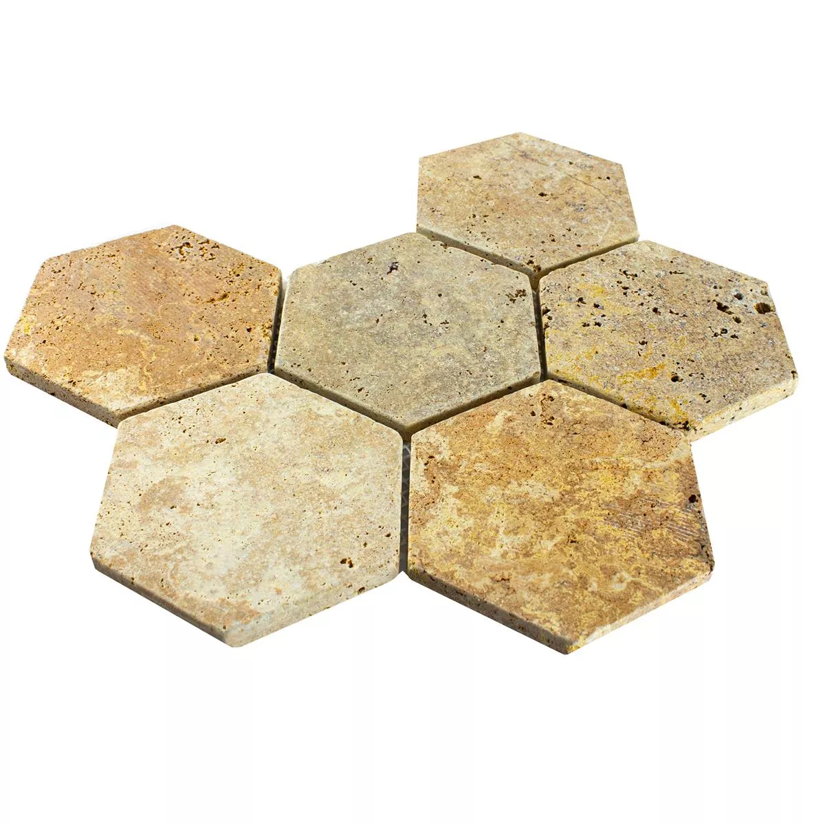 Travertino Piedra Natural Azulejos De Mosaico Mercado Hexagonales Oro