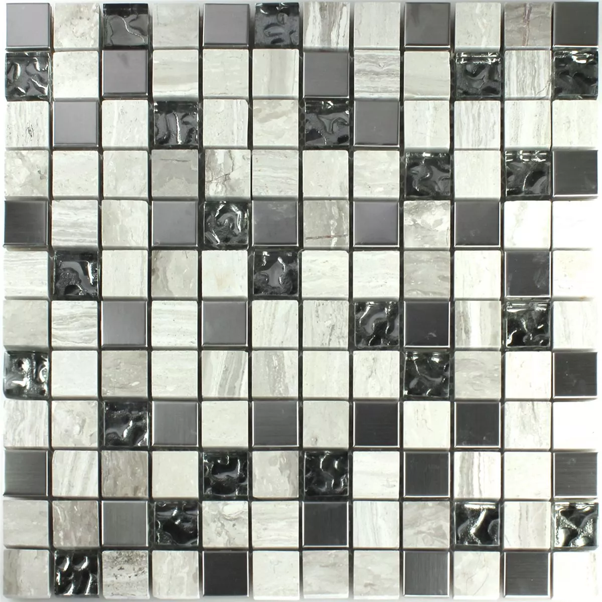Azulejos De Mosaico Cristal Arenisca Acero Inoxidable Gris 23x23x8mm
