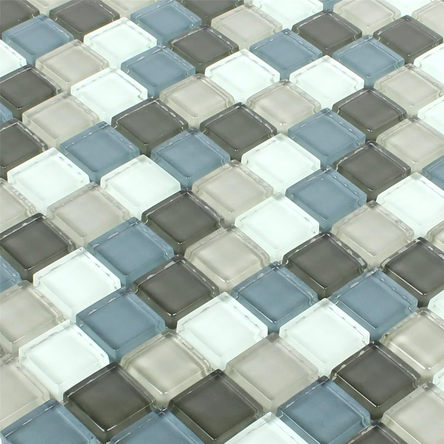 Azulejos De Mosaico Cristal Palmas Gris Azul Blanco