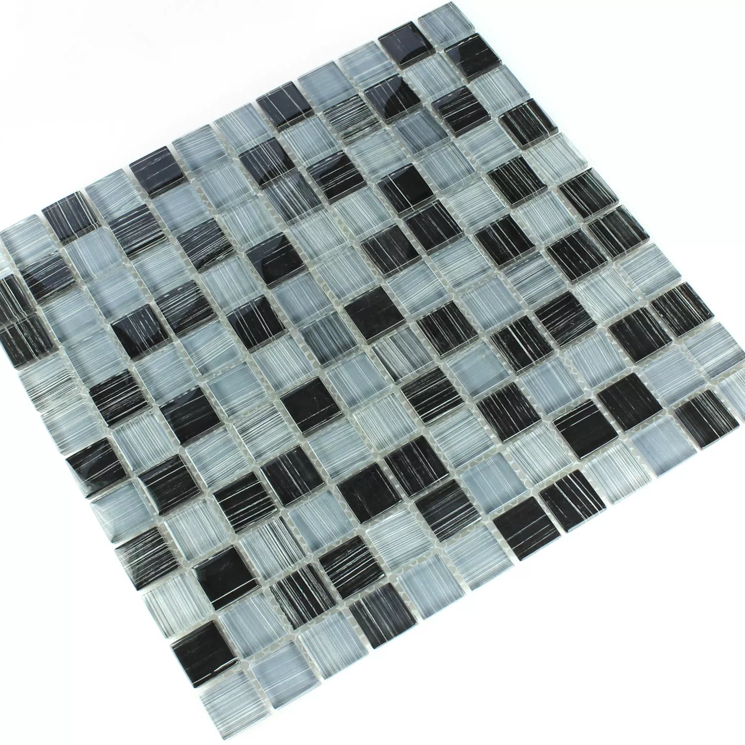 Mosaico De Cristal Azulejos Raya Negro Gris
