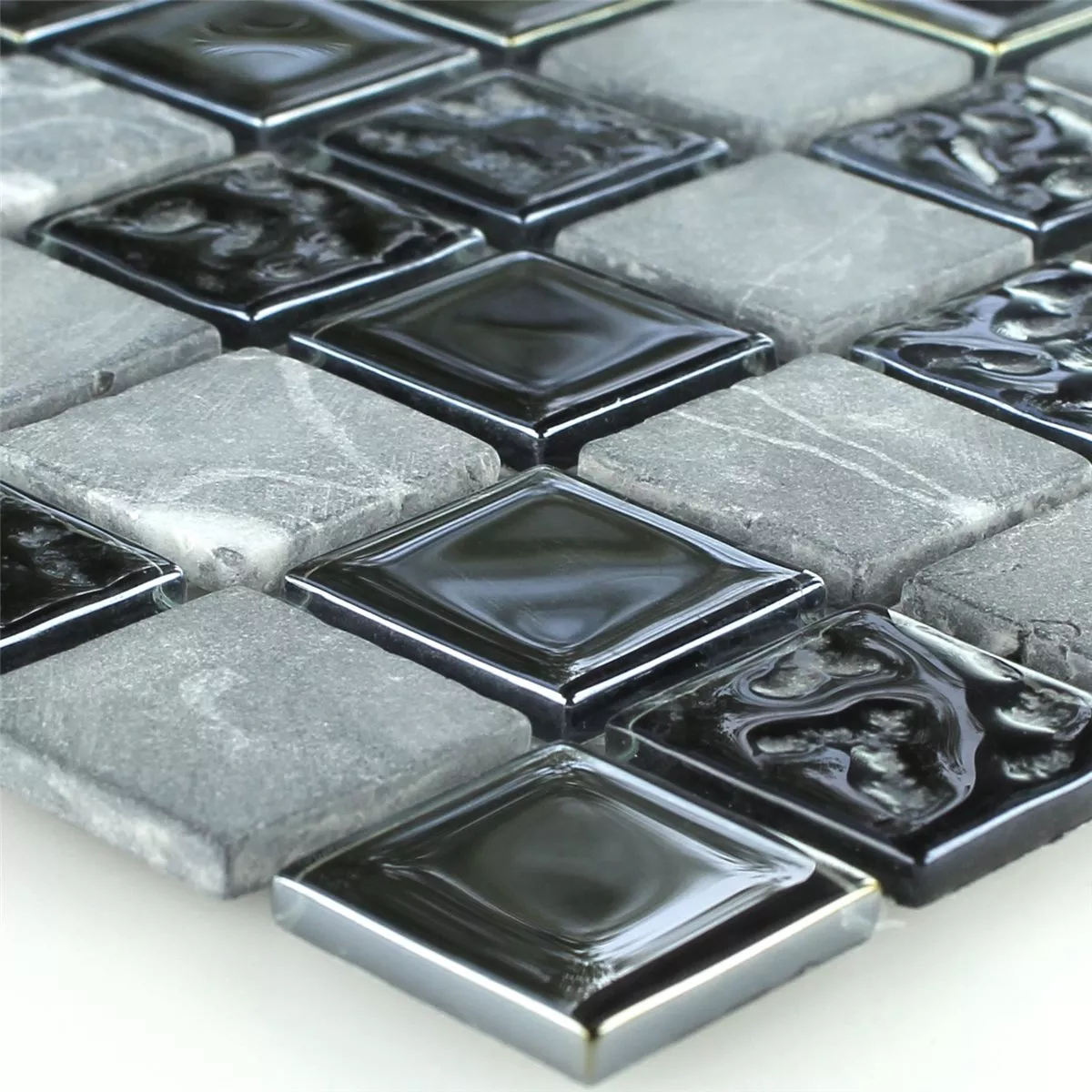 Azulejos De Mosaico Cristal Mármol Negro Gris