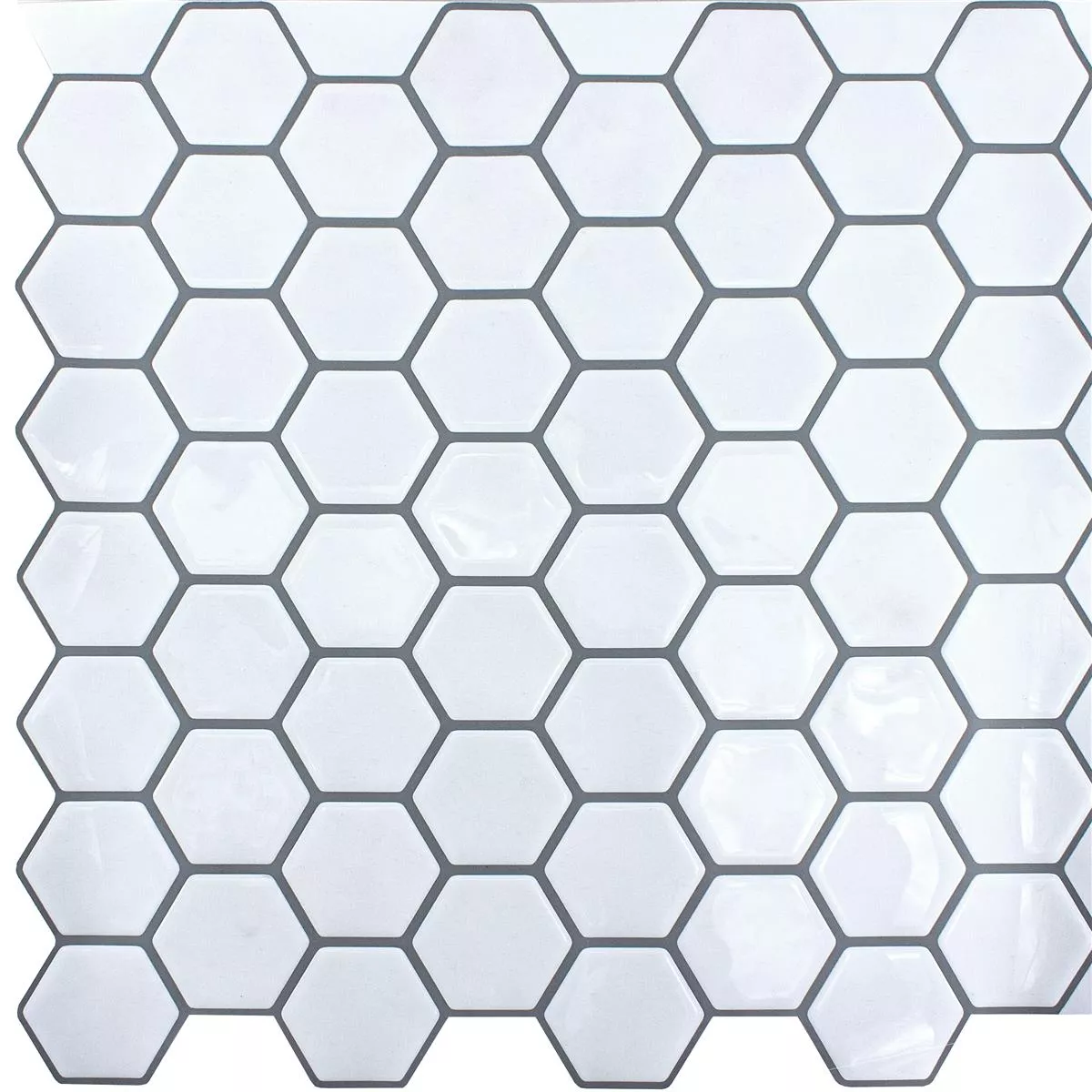 Vinilo Azulejos De Mosaico Edinburg Hexagonales Blanco Autoadhesivo
