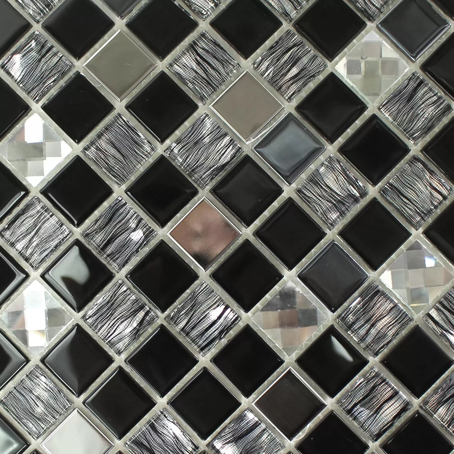 Autoadhesivoe Azulejos De Mosaico Negro Plateado