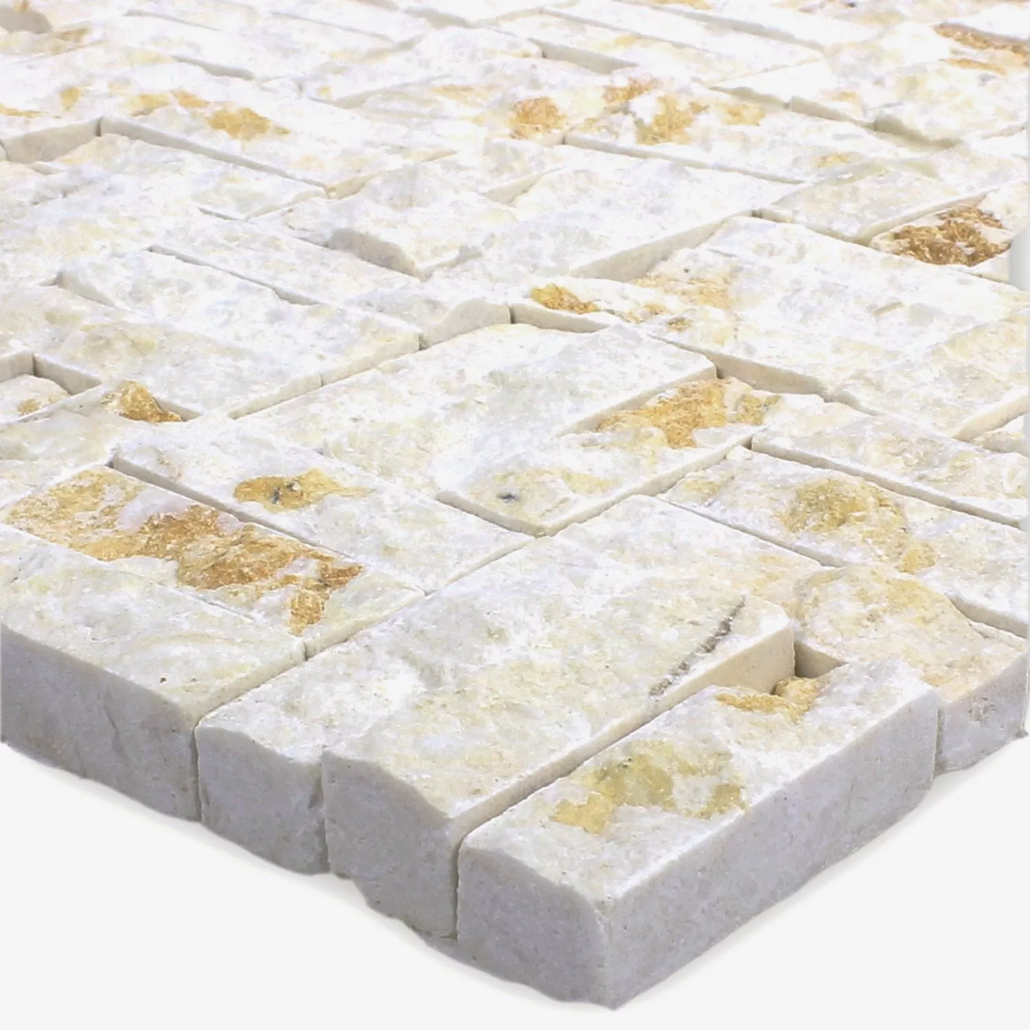 Mosaico De Piedra Natural Mármol Parkett Splitface 3D Beige