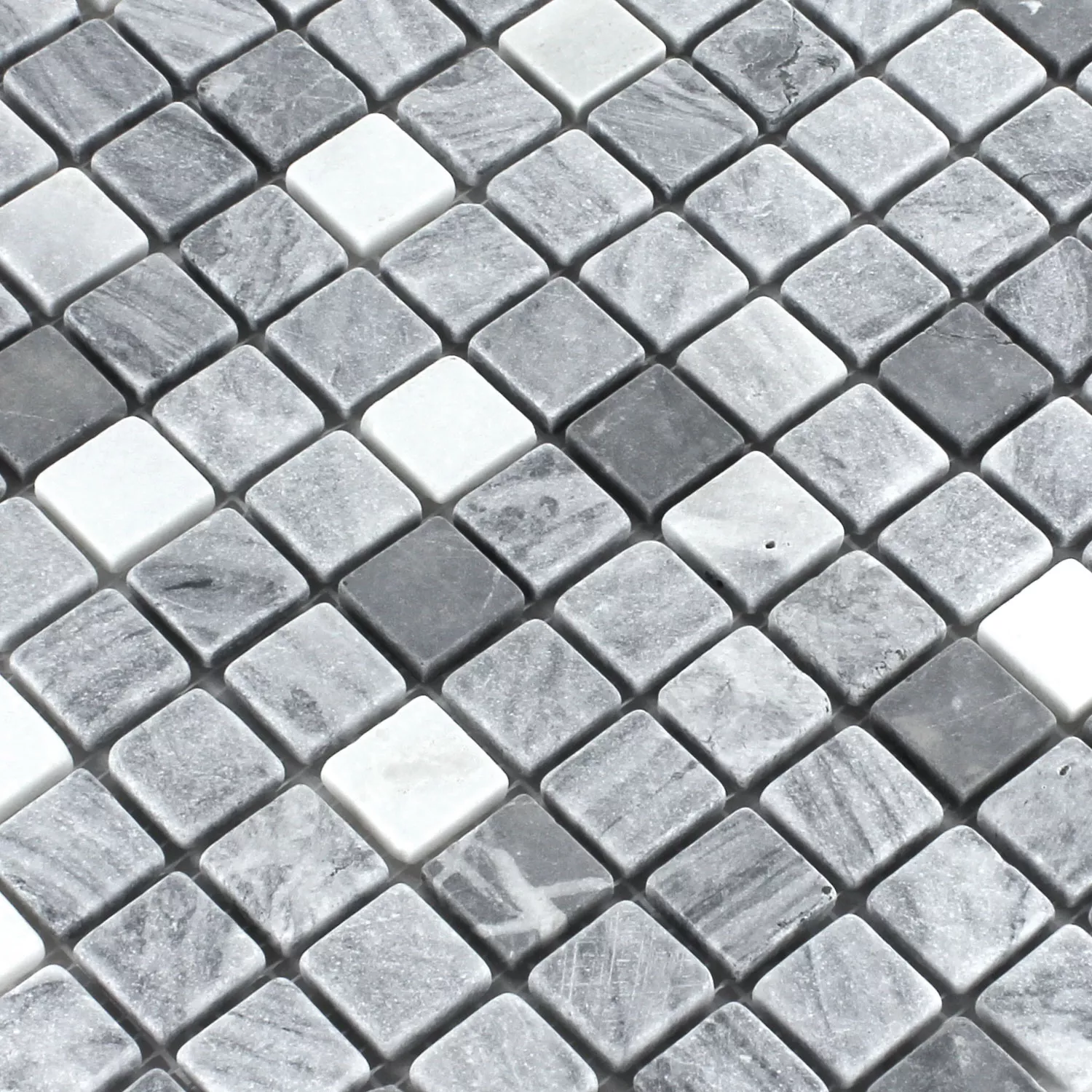 Muestra Azulejos De Mosaico Mármol Negro Gris 